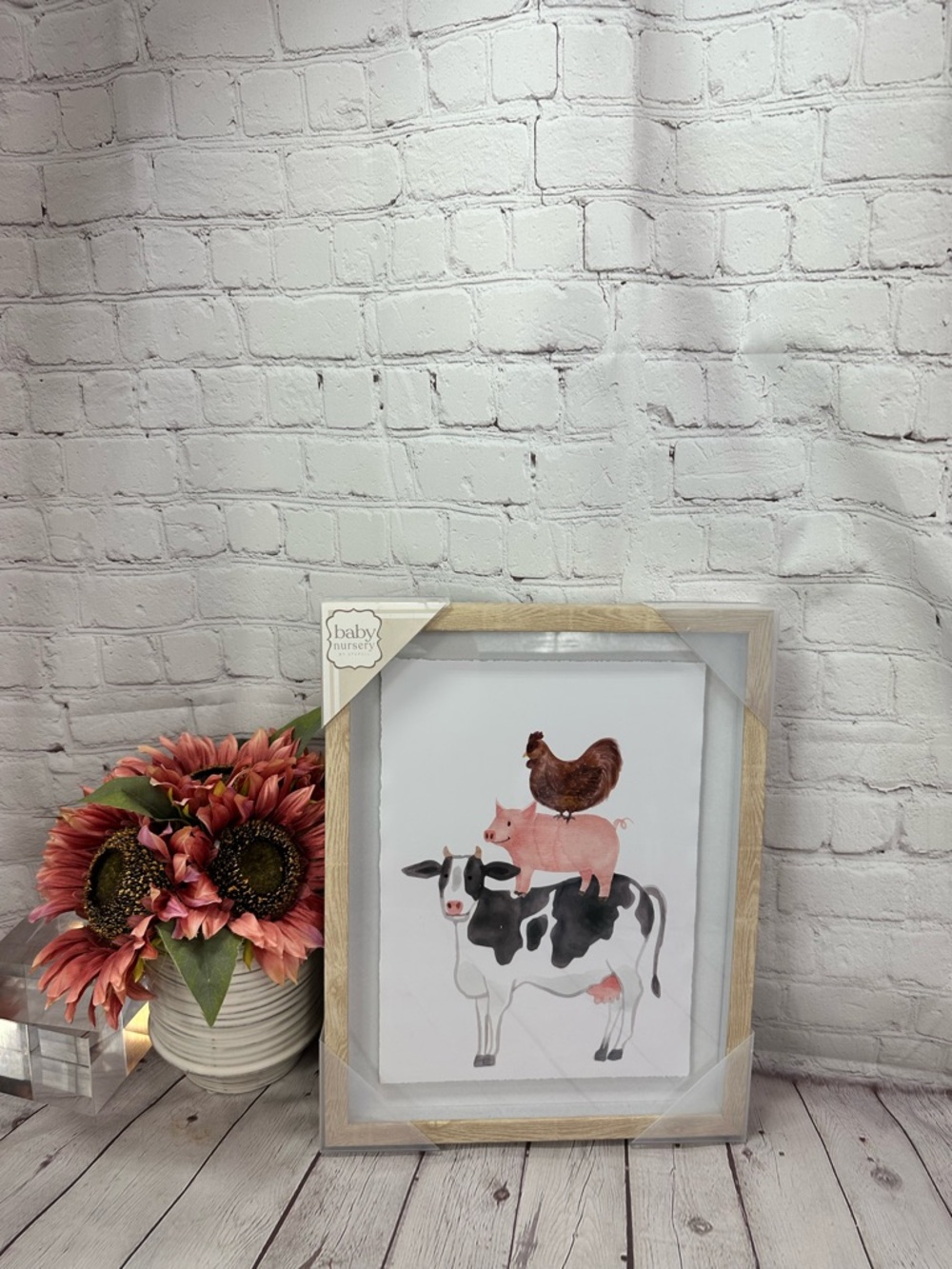 Baby Nursery stupell Stacked barnyard farm Animal Print watercolor framed cow